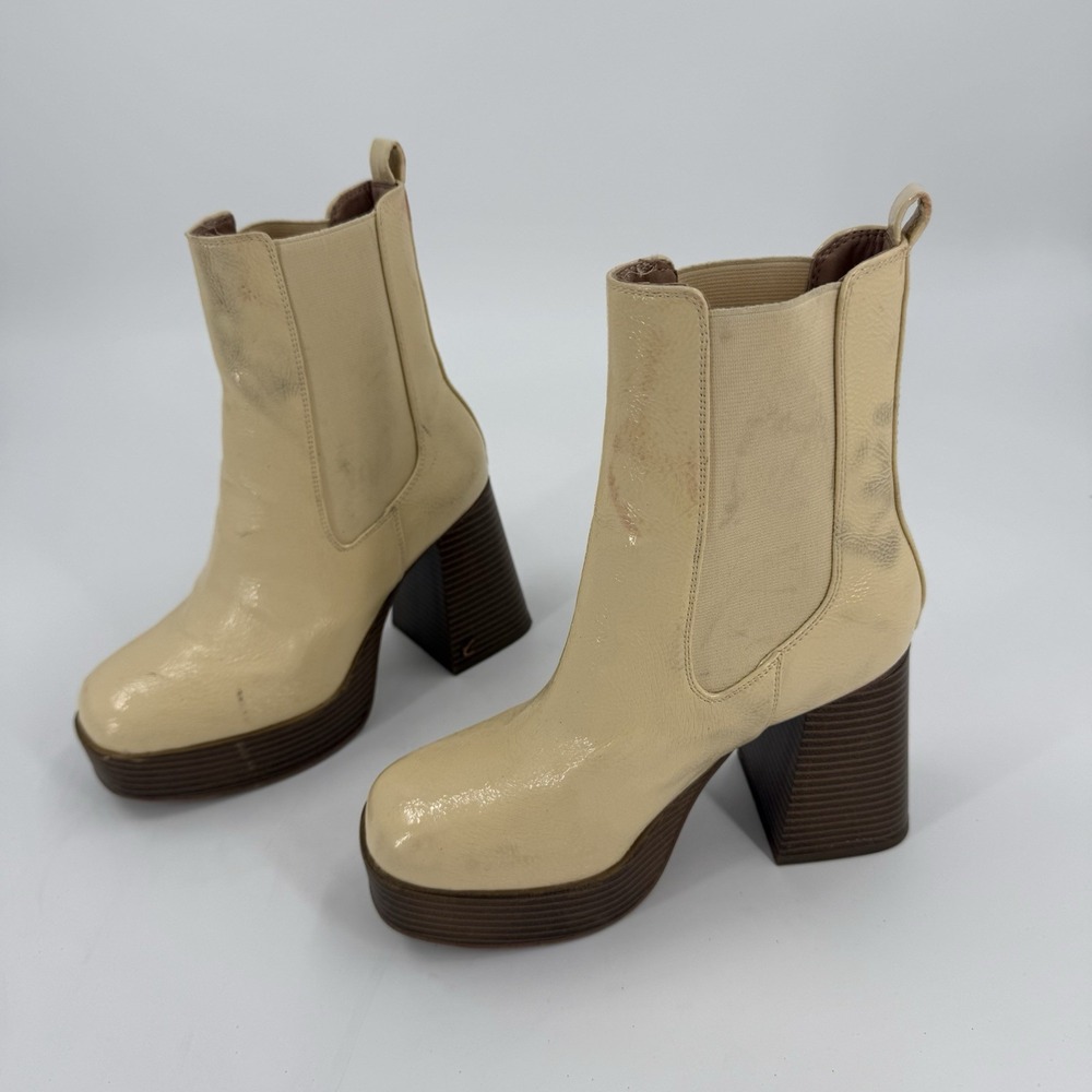 Circus Sam Edelman Chelsea Boots Platform Chunky Heel Beige Womens 6.5